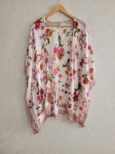 Beachwear By Japna One Size Bohemian  White Pink Beach Coverup Asymmetrical Plaj Giysisi price