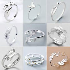 Fashion Silver Cute Feather Adjustable Ring Wedding Party Women Jewelry Gift New Bijuteri Yüzük price