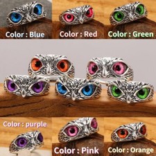 Fashion 925 Silver Blue Eye Owl Animal Rings Adjustable Ring Women Men Jewelry Bijuteri Yüzük price