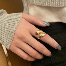Fashion Irregular Waterdrop Metal Smooth Open Ring Women Jewelry Holiday Gift Bijuteri Yüzük price