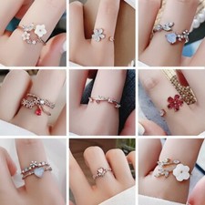 Fashion Flower Heart Butterfly Leaf Opening Ring Women Adjustable Jewelry Gift Bijuteri Yüzük price