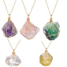 Natural Gemstone Necklace Chakra Stone Pendant Energy Healing Crystal with Chain Renkli Taşlı Kolye price