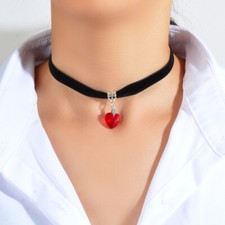 Gemstone Heart Necklace Healing Quartz Collar Crystal Necklace Velvet Jewellery Renkli Taşlı Kolye price
