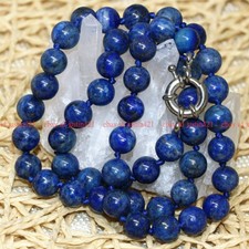 100% Natural 6/8/10/12/14mm Blue Lapis Lazuli Round Gemstone Necklace 16-48" AAA Renkli Taşlı Kolye price