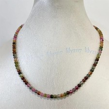 Small 4mm Natural Colorful Tourmaline Round Gemstone Beads Necklace 14-28 inch Renkli Taşlı Kolye price