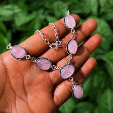 Natural Rose Quartz Gemstone Chain Neckless 925 Silver Plated Fashion Jewelry Renkli Taşlı Kolye price