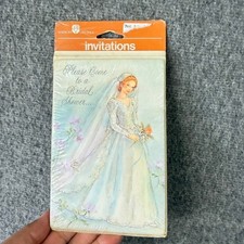 Vintage American Greetings Bridal Shower Invitations 8 Count Bride Illustration Davetiye price
