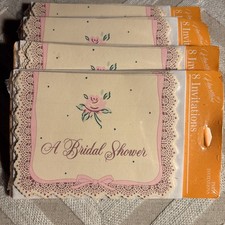 VTG Hallmark Rose & Lace Bridal Shower Invitations, Ivory & Pink, 32 Count - NOS Davetiye price