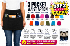 Half Bib 3 Pocket Waitress Apron Waist Aprons for Home & Kitchen Server Mutfak Önlüğü price