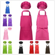 2Pcs Unisex Kids Boys Girls Outfits Apron+Chef Hat Kitchen Cooking Baking AU Mutfak Önlüğü price