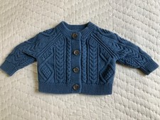 Baby Unisex 100% Cotton Cable Knit Fisherman’s Cardigan Navy 0-3 Months Bebek Yeleği price