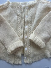 vintage hand knit baby sweater Cardigan Cable Ivory Retro Soft Dressy 3-6 Mo Bebek Yeleği price