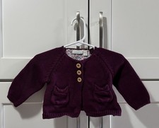 JoJo Maman Bebe Baby Girls Purple Knitted Cardigan 3-6 Months Cotton & Cashmere Bebek Yeleği price