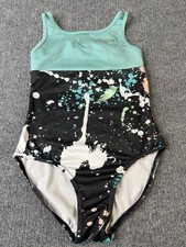 Justice Girls One Piece Swimsuit S 7/8 Black Multi Paint Splash Kız Çocuk Plaj Giyimi price