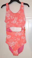 Wonder Nation Girls Coral Crinkle Cutout One Piece Swimsuit - Size: M (7-8) Kız Çocuk Plaj Giyimi price