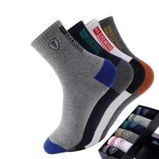5 pairs Men's Cotton Sweat Absorbing Embroidered Crest Athletic Socks size 9-11 Erkek Çorabı price