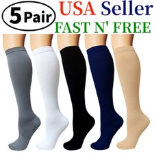 (5 Pairs)15-20mmHg Graduated Compression Support Socks Knee High Men Women S-XXL Diz Altı Çorap / Pantolon Çorabı price