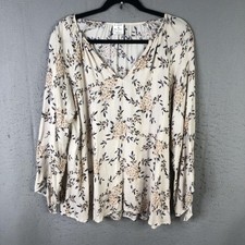 By Together Blouse Womens S White Floral Bell Sleeve Boho Cottage Core Feminine Tesettür Tunik price