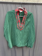 Entro Green Tunic Plaid Trim Blouse With Dolman Sleeves Size Small Tesettür Tunik price