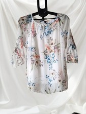 Nina Murati Sheer White Floral Blouse With Keyhole Tie Size S Tesettür Tunik price