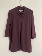 J. Jill Pure Jill Affinity French Terry Tunic Top Small P Plum V Neck 3/4 Sleeve Tesettür Tunik price