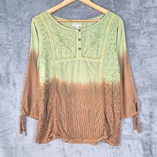 Womens Top Small Boho Chic Earthy Hippie Peasant Embroidered Dip Dye Goblincore Tesettür Tunik price