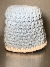 Baby Blue & White Boys Or Girls Knitted Beanie Cap Hat Bebek Beresi price