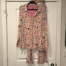 Nick & Nora Pajama Set Women XXL  Pink Sewing Seamstress Modal Artsy Loungewear Kadın Pijama price