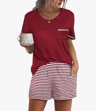 Womens Pajamas Sets Shorts 2 Piece Short Sleeve Lounge Sets Round Neck Sleepwear Kadın Pijama price