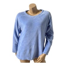 Charter Club Intimates Pajama Top Womens L Blue Fleece Sleepwear Lounge Pullover Kadın Pijama price