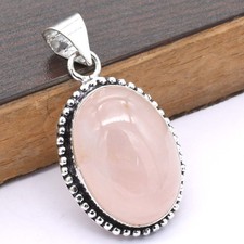 Rose Quartz Gemstone Ethnic Handmade Pendant Jewelry 0.8" P 2465 Swarovski Kolye price