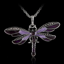 Fashion Purple Dragonfly Animal Charm Crystal Pendant Necklace Women Jewelry New Swarovski Kolye price