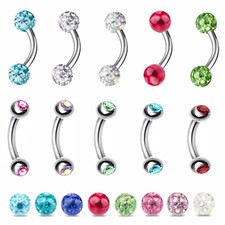 6pc Steel Crystal Ball Barbell Curved Eyebrow Ring Bar Body Piercing Jewelry Set Altın & Gümüş Piercing price