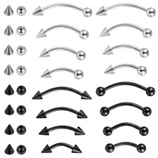 16 Pcs Eyebrow Piercing Jewelry 16G- Surgical 16G 6mm/8mm/10mm/12mm, clear Altın & Gümüş Piercing price