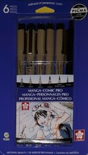 MANGA COMIC PRO~6 CT. ART PENS by SAKURA of AMERICA~BRAND NEW~BID@$4.99~oh, my! Kalem Seti price
