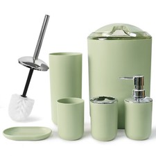 CERBIOR Bathroom Accessory Set 6 Piece Toilet Push Down Trash Can, Green Banyo Aksesuar Seti price