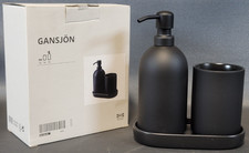 GANSJÖN 3-Piece Bathroom Set Black Soap Dispenser Banyo Aksesuar Seti price