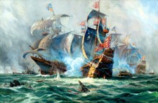 Warship Ship Naval Battle Oil Painting Giclee Print Canvas Yağlı Boya Tablo price