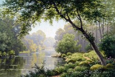 Beautiful Forest Lake Landscape Oil painting Art Giclee Printed on canvas P612 Yağlı Boya Tablo price
