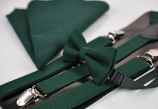 Emearld Green Bow tie / Suspenders Braces / Pocket Square for Men Youth Boys Papyon price