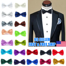 Mens Bowtie PreTied Adjustable Necktie Solid Color Formal Wedding Party Tuxedo Papyon price
