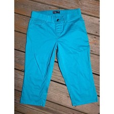 Riders by Lee Womens Mid Rise Capri Pants Turquoise Teal Blue Stretch Crop 10 Kadın Capri / Kapri price