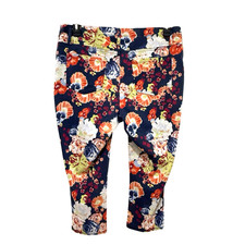 Women’s Colorful Maximalist Floral Lurid Bloom Stretch Capris Plus Size 1X 16W Kadın Capri / Kapri price