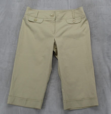 Studio 1940 Capri Pants Womens 12 Beige Twill Cuffed Stretch Polyester Cotton Kadın Capri / Kapri price