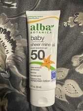 Alba Botanica Baby Sunscreen SPF 50 Mineral Lotion Unscented Water-Resistant 3oz Bebek Güneş Kremi price