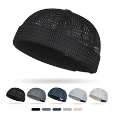 Men Breathable Quick Dry Mesh Skullcap Brimless Adjustable Docker Beanie Hat Erkek Beresi price