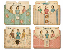 1 Pg Sewing Patterns For Card Toppers Junk Journal Supplies Scrapbook Ephemera Elişi Kağıdı price