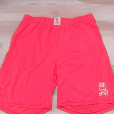 Psycho Bunny Men's Pink Swim Shorts Size L Solid Logo Bunny Elastic Waist Erkek Plaj Giyimi price