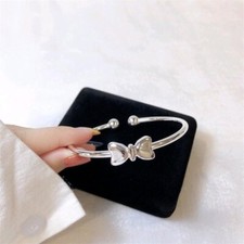 Fashion Silver Bowknot Bracelet Adjustable Bangle Women Wedding Jewelry Gift New Bijuteri Bilezik price