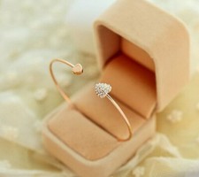 Fashion Women Gold Plated Beloved Heart Bracelet Crystal Rhinestone Cuff Bangle Bijuteri Bilezik price